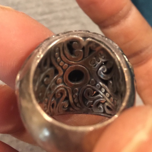 Sterling silver ring with 18KT pieces. - Picture 4 of 5